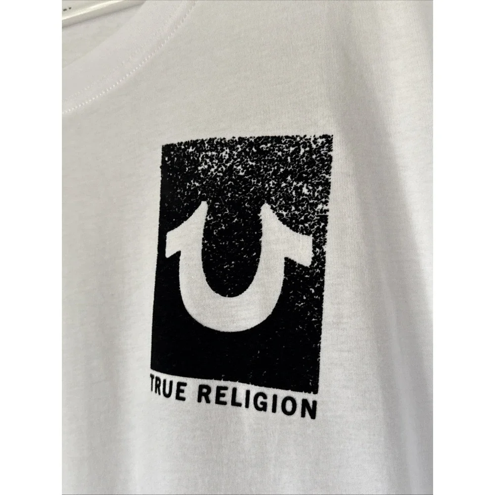 True Religion Short Sleeve Tee Shirt 2XL 100% Cotton Optic White Buddha Face